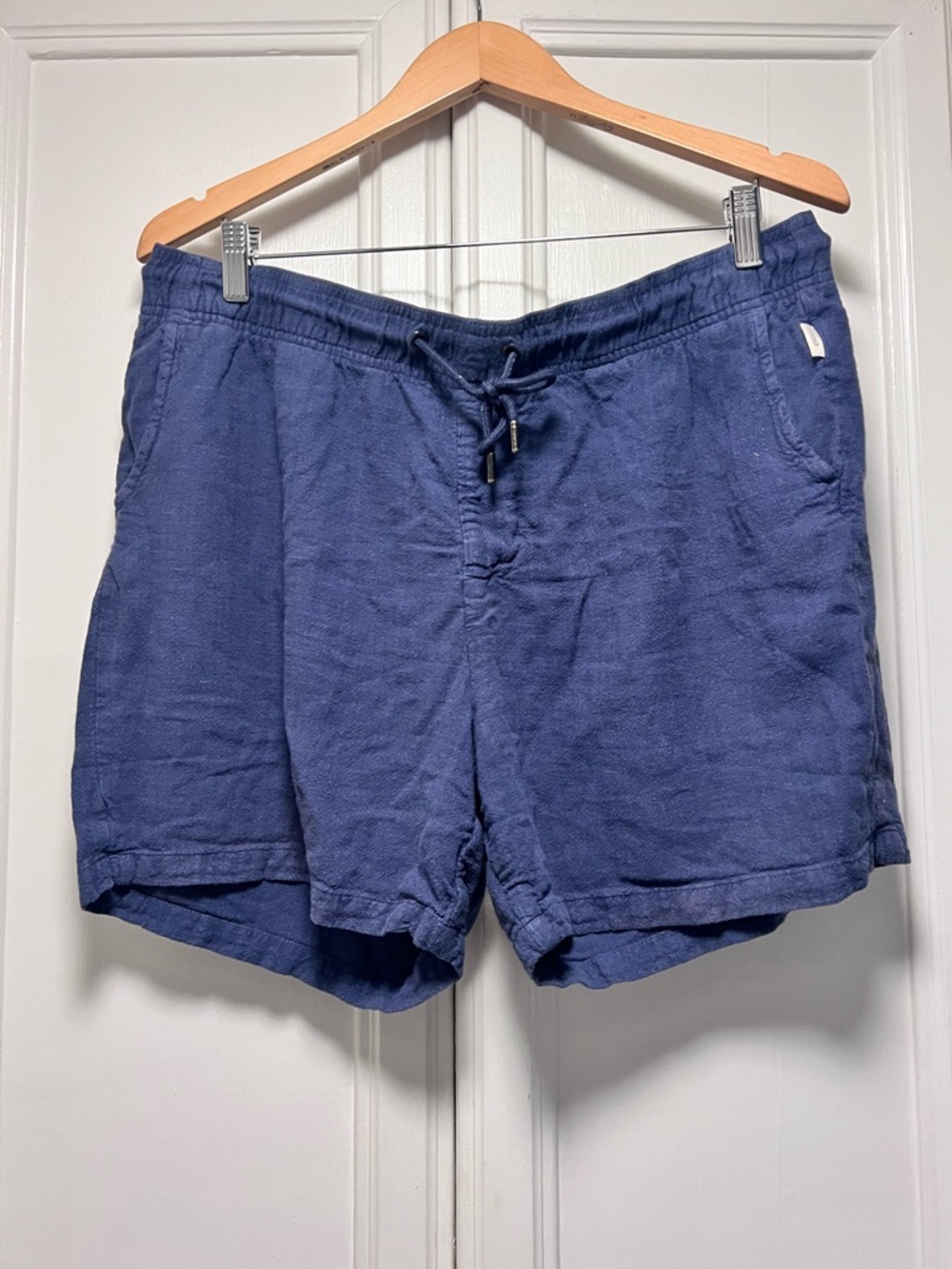 Onia Linen Viscose Blend Drawstring Shorts 5” Inseam Blue Comfy Casual Size XL